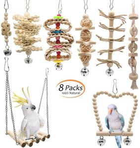Speelgoed 8 stuks Vogel Speelgoed Baars Accessoires Voor Papegaai Schommel Speelgoed ladder Huisdier DIY Afrikaanse Grijze Parkiet papegaaien speelgoed jouet perroquet