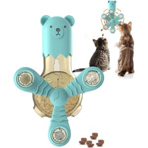 Toys All for Paws Puzzle interactif pour chat - Jouets de stimulation cérébrale - Mangeoire lente pour chats d'intérieur avec une boule d'herbe à chat et une boule LED