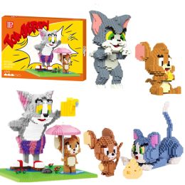 Toys Anime Model Bricks Mini Pet Pet Cat and Mouse Micro Building Blocs Toy Cartoon Doll Model for Kids Toys Gift