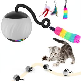 Toys Atuban Cat Toy, jouets de chat interactifs pour chats intérieurs, jouets de balle de chat en mouvement automatique LED, deux vitesses Toys Smart Cat sans bruit