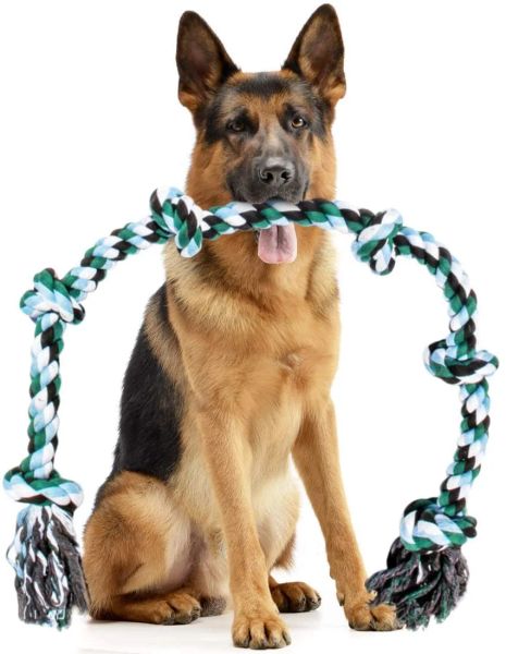 Juguetes ATUBAN Juguete de cuerda gigante para perros extra grandes Juguete indestructible para perros para masticadores agresivos y razas grandes 42 pulgadas de largo 6 nudos