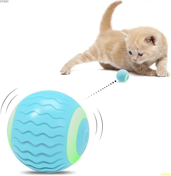 Toys Atuban Interactive Cat Toys Ball avec lumières LED, Smart 360 ° Automatic Rolling Kitten Toys TYPEC Charge, Intest pour votre chat / chat