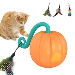 Speelgoed Automatisch kattenspeelgoed Interactief Halloween-pompoenvorm Huisdier Rollende bal Smart Sensing Training Zelfbewegend kittenspeelgoed
