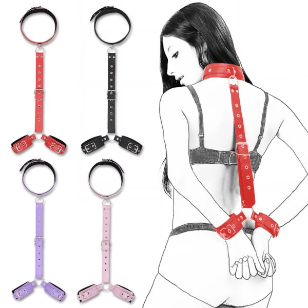 Jouets Bdsm jeux pour adultes, fournitures érotiques pour Couples féminins, menottes au cou d'esclave, harnais de Bondage en Nylon, jouets sexuels fétichistes