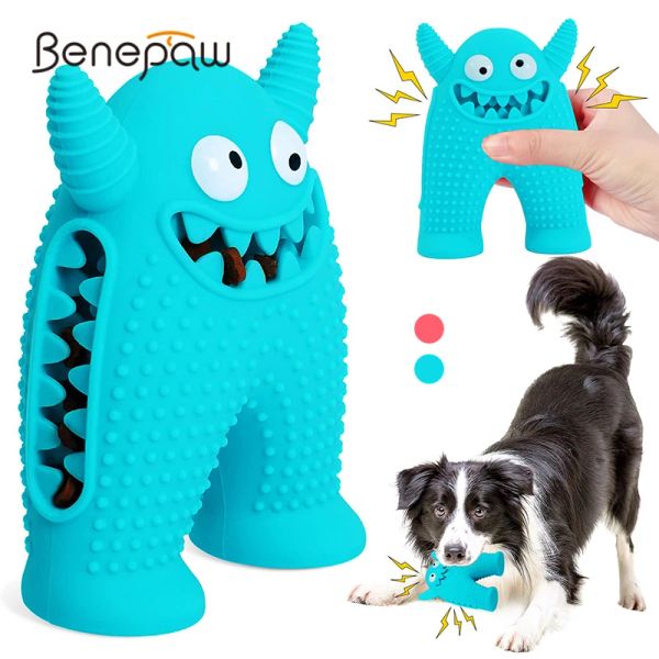 Benepaw – jouets mignons pour chiens à mâcher agressifs, en caoutchouc naturel, chiot grinçant, jouet de friandises interactif, nettoyage des dents