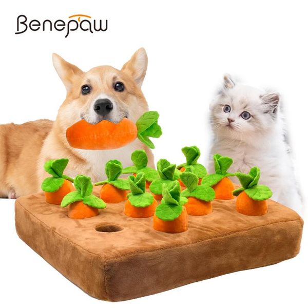 Juguetes Benepaw Durable Pet Snuffle Mat Juguete Interactivo para Perros Enriquecimiento Cachorro Forraje Mat Entrenamiento Comer Lento Alivio del Estrés 12 Zanahorias