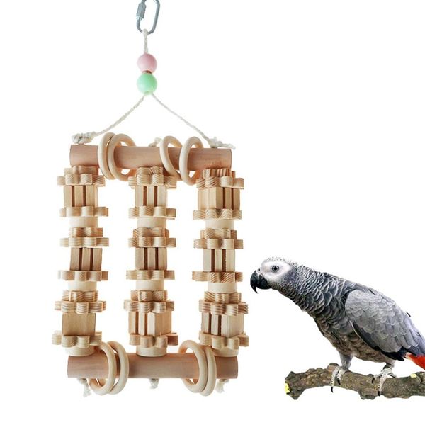 Jouets oiseau perroquet jouet en bois naturel à mâcher morsure jouet suspendu preuve oiseau Cage jouet Cage balançoire escalade mâcher jouets perroquet accessoires