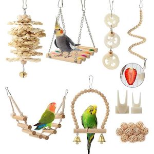 Jouets pour perroquets et oiseaux, balançoire suspendue, Cage à oiseaux, accessoires, échelle de perche, jouets à mâcher, hamac pour perruches, calopsittes