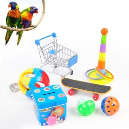 Jouets Jouet d'entraînement pour oiseaux, jouet éducatif pour perroquet, panier de courses, anneau empilable, jouet pour oiseau, clochette, Cage à boules, balançoire, tirelire