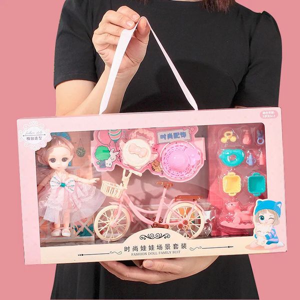 Jouets BJD poupée pour filles cadeaux princesse sac animalerie vélo joint mobile ensemble complet bricolage jouet enfants anniversaire noël 231228
