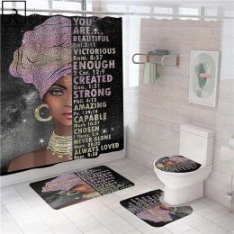 Rideau de douche noir pour femmes, jouets, reine, tapis de bain en flanelle, cloison de baignoire en tissu Polyester, écran décoratif de toilette, fournitures de salle de bains