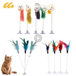 Toys dessin animé Pet Toy Toy Stick Feather Rod Mouse Jouet avec mini-cloche Cat Catcher Teaser Interactive Cat Toy Couleur Random