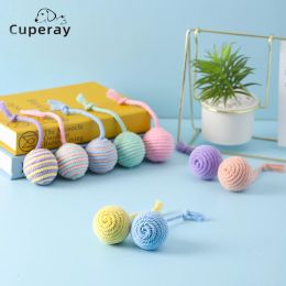Toys Cat Colorido Cotton Rope Weave Ball Teaser Play Chewing Scratch Catch Toy Interactive Scratch Toy Funny Chew Toy para Pet Cat Dog