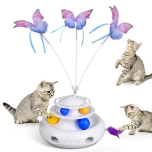 Toys Cat Interactive Toys for Indoor Cats Automatic Electronic Rotating Butterfly Toys Funny Exercise Tower Tower Cat Toys