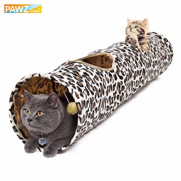 Jouets Tunnel de jeu pour chat 128cm de luxe DIA 30CM matériau en daim drôle chat Long Tunnel grand chat jouet Pompon balle pliable en vrac fournitures pour animaux de compagnie