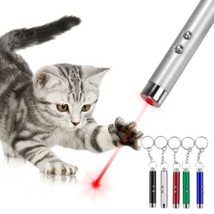 Toys Cat Play Pointer Pen Mini Keychain Dogs Cat Chase Torch speelgoed Rood Wit Led Licht Pet Dierspeelgoed Zorglamp Speeltje