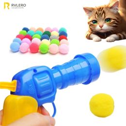 Toys Cat Plush Ball schieten Gun stille speelgoed interactieve reliëf zelf Hi Fun Fun Micro Elastic Static Sticking Fur Set kleur willekeurig