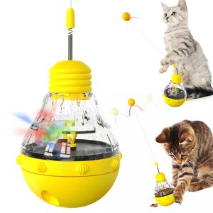 Toys Cat Puzzle Toys remuant de glissement coulissant orbite de fuite lente gobelet de distributeur alimentaire avec balle de balle gonflable