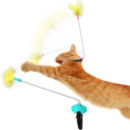 Toys Cat Self excited Col Nout Jouet Pieds Spring With Tap Tease Cat Stick Training Feather Toy Pet Supplies Funny Throwing Toys