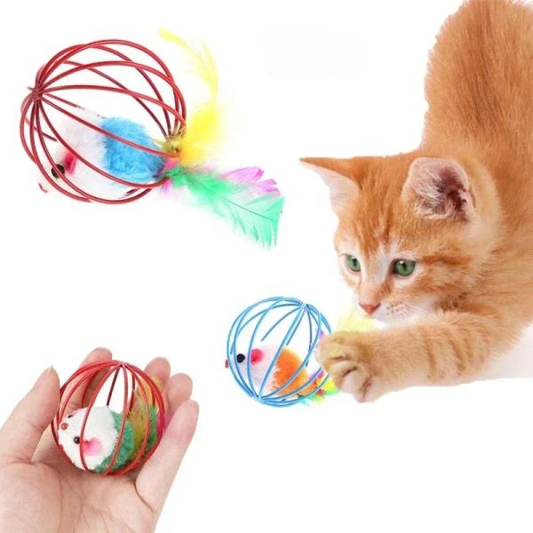 Toys Cat Toy Funny Funny Pet Cat Kitten tocando ratones de ratones ratones de ratones de ratón de bola Juguetes Suministros de mascotas Color aleatorio