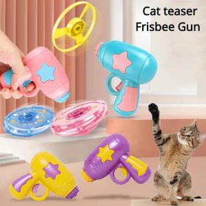 Toys Cat Toy Launch Gun Flying Soucoucer Rotation Gyro Launcher Cats Chasing Plaything Training Kitten Interactive Toys Pet Supplies