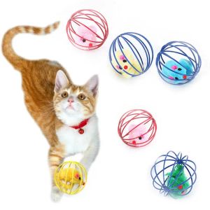 Toys Cat Toy Pet Ball Toy Cage PLUSH RAT kleurrijke interactieve training speelgoed speelgoed kitten puppy muis kooi kooi accessoires huisdierbenodigdheden