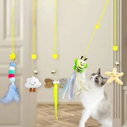 Toys Cat Toy Swing Sticky Disc Elastic met Bell Hanging Door Pleed Cat Rope Long Rope plagen Cat Toy Accessoires Pet Kitten speelgoed