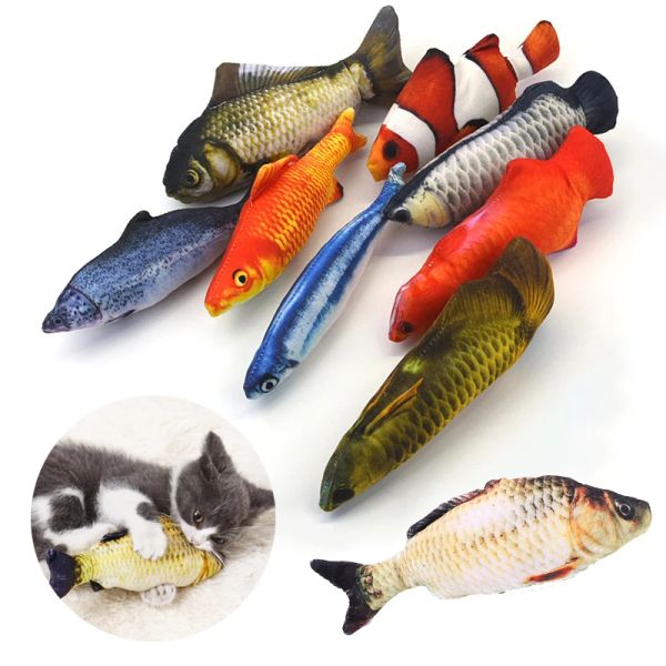 Toys Cat Toy Training Entertainment Fish Plush Rellena Simulación de 20 cm Fish Cat Toy Fish Interactive Pet Chew Suministros para mascotas de juguete