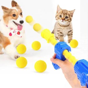Toys Cat Toys Lancement d'entraînement Interactive Shooter Gun Teaser Ball Ball Pet Creative Games Stretch Mini Pompoms Fournitures Kittens