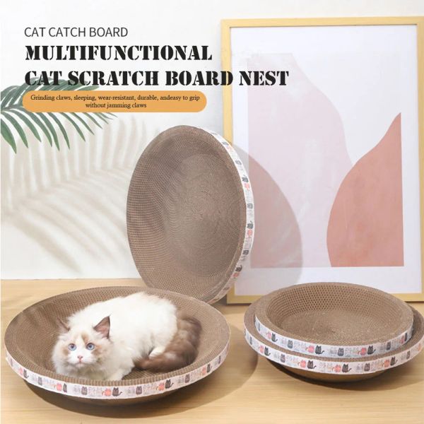 Toys Cat Toys Pet Scratch Board Cardboard Cardboard Bowl Pad Cat Scratcher Toy Oval Gringing Claw Toys for Cat Bed Accessories