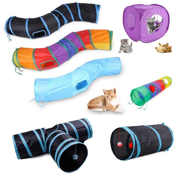 Toys Cat Toys Tunnel Foldable Pet Cat Kitty Pet Training Interactive Fun Toy Tunnel ennuyé pour chiot chaton de jeu de lapin