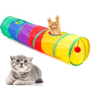 Juguetes Túnel para gatos juguete plegable para mascotas divertido gatito Entrenamiento de mascotas juguete interactivo túnel de 2 agujeros aburrido para cachorro gatito conejo tubo de túnel de juego