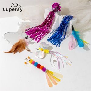 Toys Cat Wand Toy Remplacement Head Mouse Feather Caterpillar Forme chaton attraper Teaser Wand DIY Cat bâton de chaton drôle