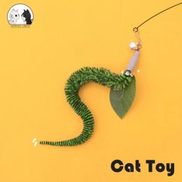 Toys Caterpillar Cat Toy Set Cat Feather Teaser Wand speelgoed voor kitten kathond pluche wormen interactief training speelstick huisdieren speelgoed