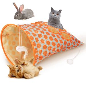 Toys Cats Tunnel Bag Pet Cat Toys Play Tube Kitty Training Interactief spelen Leuk speelgoed Bungelende muis Crinke Sounds Tunnel met bal