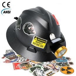 Speelgoed CE Volledige Brim Safety Helmet Harde Hat Stickers Koolstofvezel Constructie Werk Cap Lichtgewicht HDPE Railway Protective Hard Hat