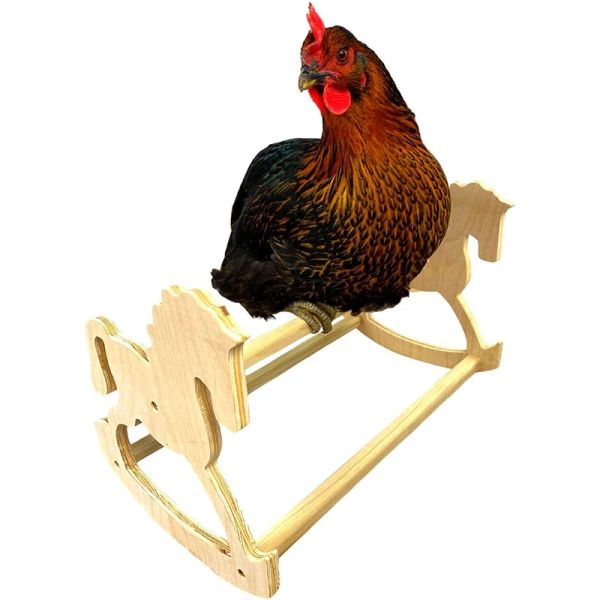 Toys Poulet Roosting Bar Perch Rocking Rocking Horse Bird Toy pour coop Strong Wooden Chicken Swing Ladder pour perroquets bébé poussins Coop Chook