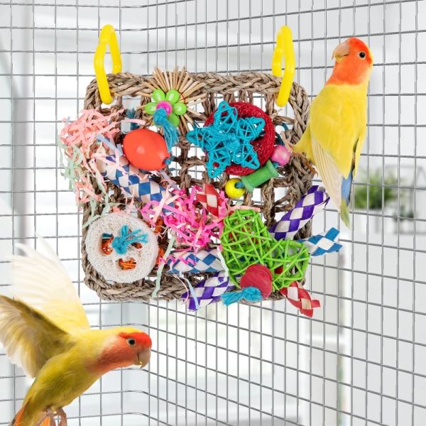 Toys Juguete colorido para columpio de pájaros, jaula segura para loros, juguetes coloridos para masticar, estrella de cinco puntas