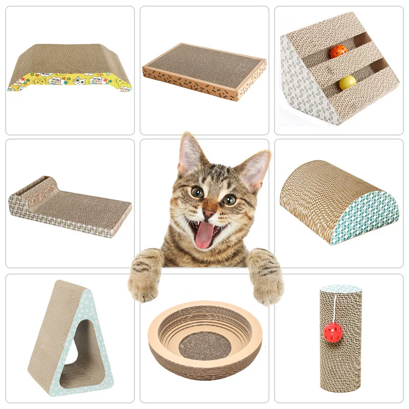 Toys Corrugated Cat Scratch Board Pad Grinding Nails Interactive Protecting Furniture Cat Toy Large Size Cat Scratcher Toy Cardboard