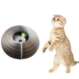 Toys Corrugs Round Funny Pet Cat Scratch Board Forme Pliant Cat Cat Ball Tet Lit Lit Grandes Claws Chaton Tooling Tool Rendre l'ennui