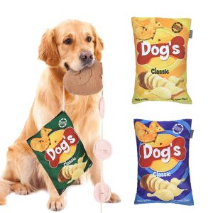 Jouets créatifs en forme de chips pour chien, jouets à renifler pour chiot, formation à la nourriture lente, fournitures pour animaux de compagnie, formation au reniflage, jouet en peluche à croquer pour chien