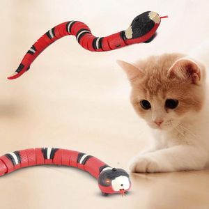 Jouets Jouet de chat électrique créatif Simulation d'induction intelligente serpent chat de compagnie jeu interactif 3D serpent à sonnette jouet rampant chargeur USB