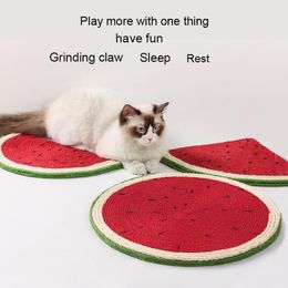 Toys Creative pastèque Sisal chat Scratch Pad non glisse Eva Round Mat Woven Cotton Hemp Cat Grinder planche à gratter