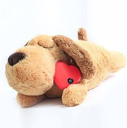 Juguetes lindo latido del corazón cachorro juguete de entrenamiento conductual mascota de peluche cómodo alivio de la ansiedad ayuda para dormir muñeca duradera juguetes para perros suministro