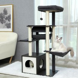Toys Domestic Delivery Big Cat Tree Tower Condo Furniture Scratch Post Cat Jumping Toy with Ladder for Kittens Pet House Play