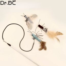 Toys Dr.DC Tire taquin chat Stick Insect Dragonfly Feather Cat fournit Cat Pet Moth Toy Interactive Fun Pet Cat Toy Pole