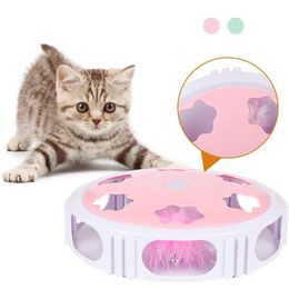 Speelgoed Elektrische Feather Teaser Kattenspeelgoed Interactief Duurzaam LED-licht Bel Geluidsarm Huisdier Kitten Speelgoed Stimuleren jachtinstinct