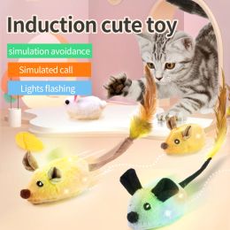 Jouets souris électriques chat jouets interactif aléatoire marche Simulation souris animal de compagnie chat en peluche capteur de Vibration chaton chats Teaser jouets