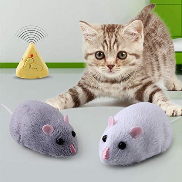 Toys Electronic Remote Control Mouse Toys for Cats Toy Cat Interactive Cat Tasing Emulation Rat Mice 360 ° Rotating Toy pour chien animal de compagnie