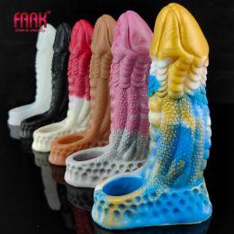 Juguetes faak silicona manga extensor múltiples condones reutilizables juguetes sexuales para hombres retraso de la eyaculación Ampliación